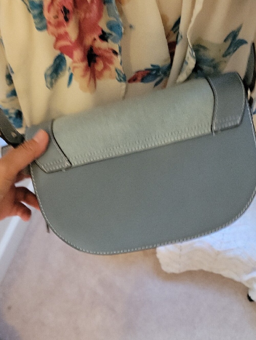 True Religion Light Blue Embroidered Crossbody Bag - Picture 6 of 7
